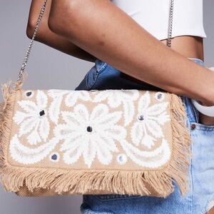 ASOS Tan and White Floral Crossbody Bag
